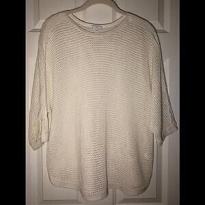 EUC J. Jill white open weave lightweight sweater.